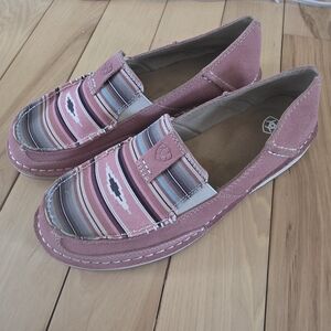 Ariat Pink Southwestern-Pattern Slip-On Loafers